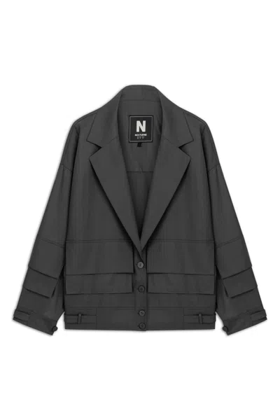 Nocturne Women's Black / Grey Cargo Pocket Jacket In Black/grey