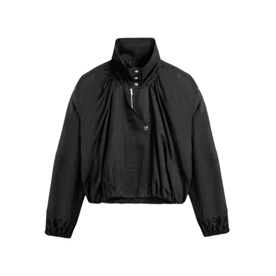 Nocturne Women's Black High-neck Gathered Jacket