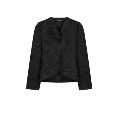 Nocturne Women's Black Jacquard Balloon Sleeve Wrap Jacket