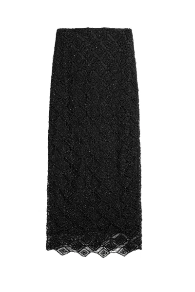 Nocturne Women's Black Lace Midi Skirt