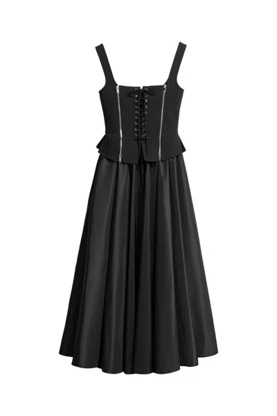 Nocturne Women's Black Laced Corset Maxi Dress