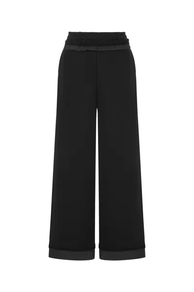 Nocturne Women's Black Normal Waist Pants With Garni Detail