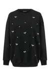 NOCTURNE WOMEN'S BLACK OVERSIZED SWEATSHIRT WITH METALLIC ACCESSORY DETAILS