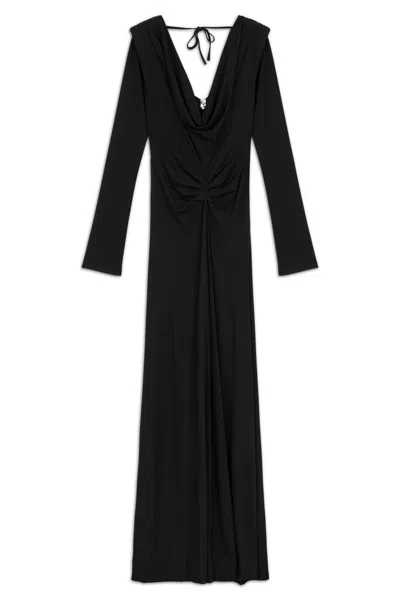 Nocturne Women's Black Padded Accessory Detailed Maxi Dress