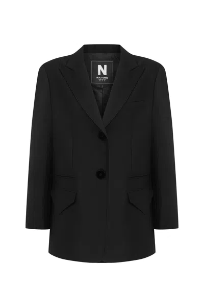 Nocturne Women's Black Padded Shoulder Blazer Jacket
