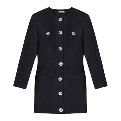 Nocturne Women's Black Padded Shoulder Mini Dress