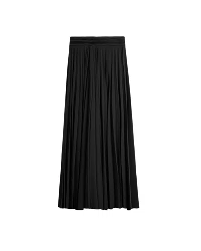 Nocturne Women's Black Pleated Chiffon Wide-leg Trousers