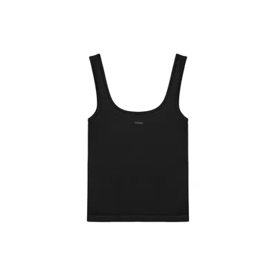 Nocturne Women's Black Printed Sleeveless Crop Top