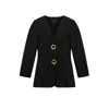 Nocturne Ring Button Wrap Front Jacket In Black