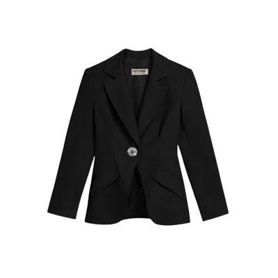 Nocturne Women's Black Sculpted Single-button Tailored Jacket