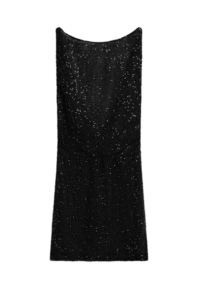 Nocturne Women's Black Sequin Open Back Mini Dress