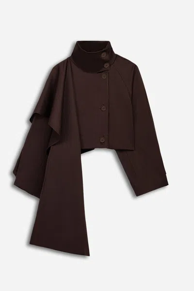 Nocturne Women's Black Shawl Detail Stand Collar Trench Coat
