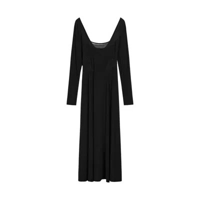 Nocturne Women's Black Sheer Detailed Maxi Dress