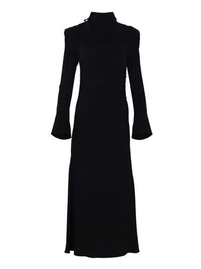 Nocturne Women's Black Shoulder Detail Draped Dress