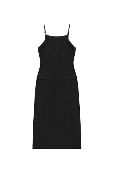Nocturne Women's Black Spaghetti Strap Maxi Dress