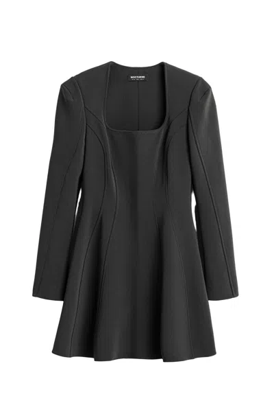 Nocturne Women's Black Square-neck Tailored Mini Dress