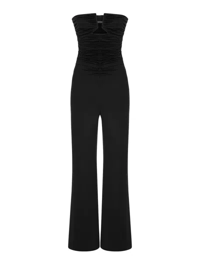 Nocturne Women's Black Strapless Draped Jumpsuit