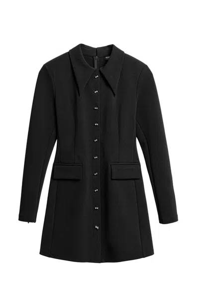 Nocturne Women's Black Tailored Collar Mini Dress