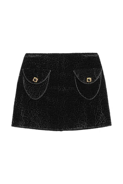 Nocturne Women's Black Textured Velvet Mini Skirt