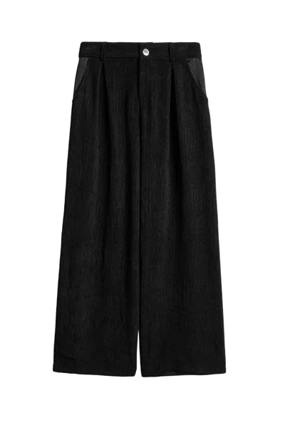 Nocturne Women's Black Textured Wide-leg Pants