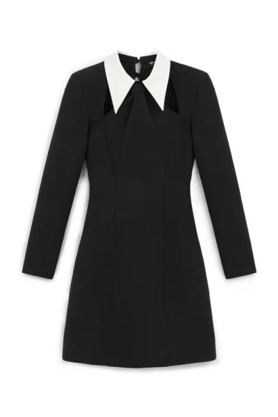 Nocturne Women's Black Tie Collar Mini Dress