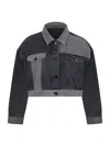 Nocturne Two Toned Pocketed Denim Jacket In Black
