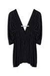 Nocturne Women's Black V-neck Beaded Accessory Blouse In Black
