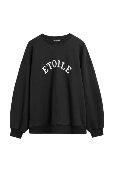 Nocturne Women's Black Woven Text Logo Sweatshirt