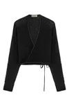 Nocturne Wrap Mesh Blouse In Black