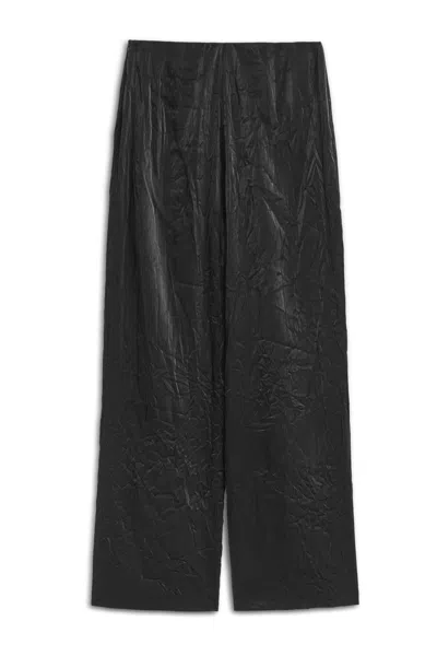 Nocturne Women's Black Wrinkled Wide-leg Pants