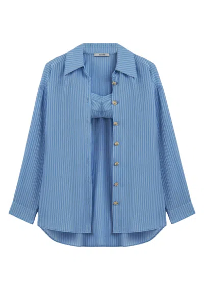 Nocturne Women's Blue Bustier-detail Shirt