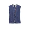 Nocturne Button-front Denim Vest In Blue
