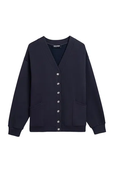 Nocturne Women's Blue Button-up Fleece Sweatshirt