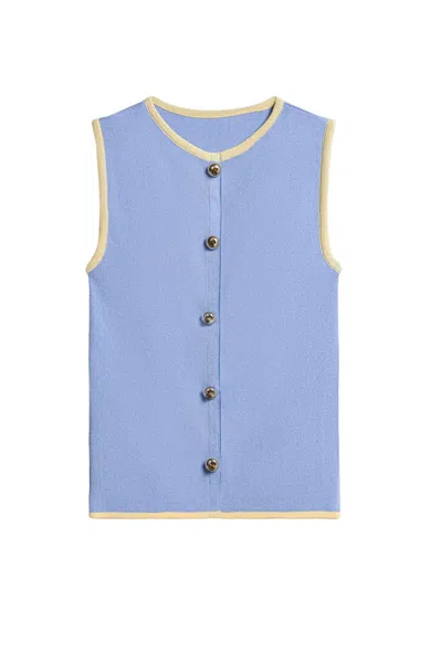 Nocturne Button-embellished Knit Top In Blue