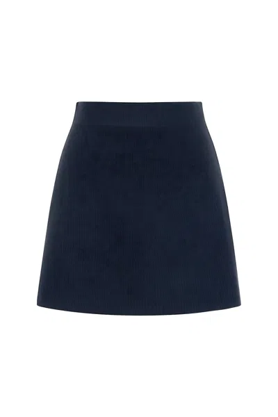 Nocturne Women's Blue High Waist Mini Knit Skirt