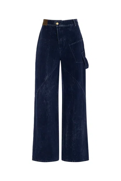 Nocturne Women's Blue High Waist Velvet Pants