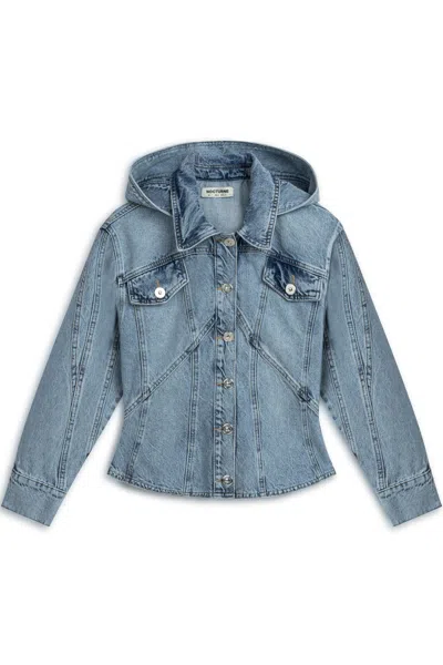 Nocturne Women's Blue Hooded Denim Jacket - Indigo
