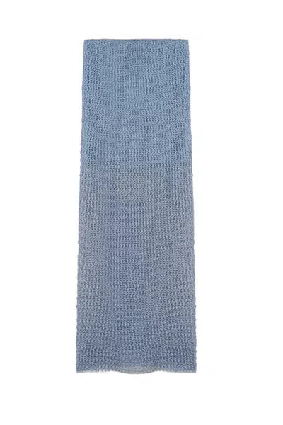Nocturne Mesh Detail Maxi Skirt In Blue