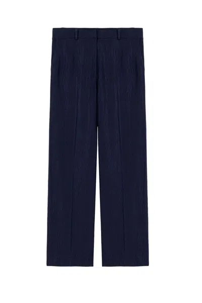 Nocturne Women's Blue Navy Straight-leg Trousers In Animal Print