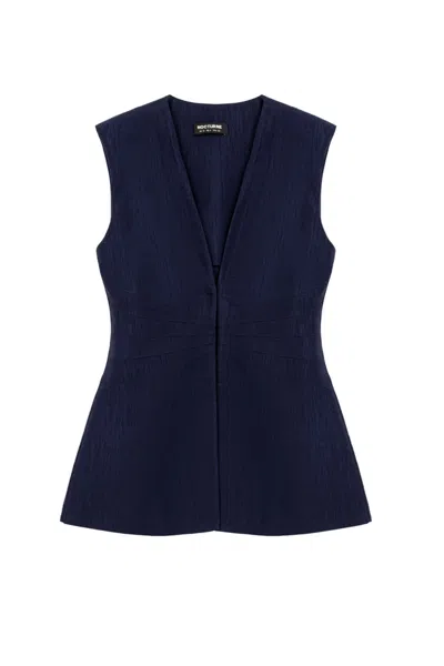 Nocturne Women's Blue Padded V-neck Vest