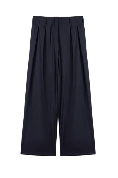 Nocturne Women's Blue Pleated Tapered Crop Pants