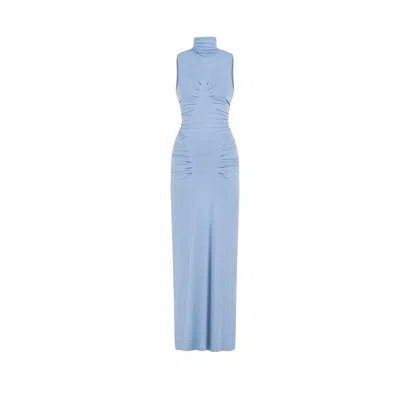 Nocturne Sleeveless Ruched Maxi Dress In Blue