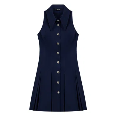 Nocturne Sleeveless Pleated Mini Dress In Blue