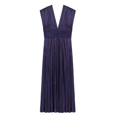 Nocturne Women's Blue Sleeveless V-neck Midi Dress In Multi