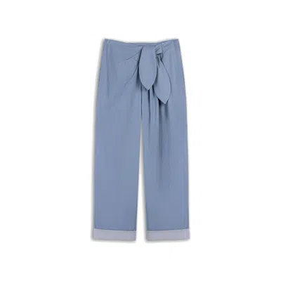 Nocturne Women's Blue Tie Detail Pleated Trousers