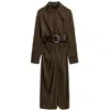 Nocturne Women's Brown Belted Draped Shirt-collar Maxi Dress In Brown