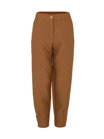 NOCTURNE WOMEN'S BROWN CAMEL QUILTED JOGGING PANTS
