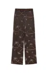 Nocturne Beaded Embroidered Pants In Brown