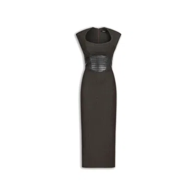 Nocturne Women's Brown Croc Effect Corset Midi Dress