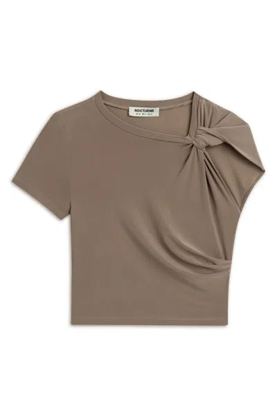 NOCTURNE WOMEN'S BROWN CROP TOP WITH TWISTED DETAIL